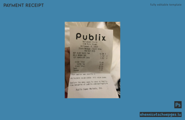 Beispiel einer Zahlungsbestätigung des US-amerikanischen Publix-Supermarkts